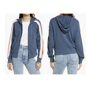 Faherty La Jolla Full Zip Hoodie Sweatshirt Blue Stripe Rainbow Pockets Size XS